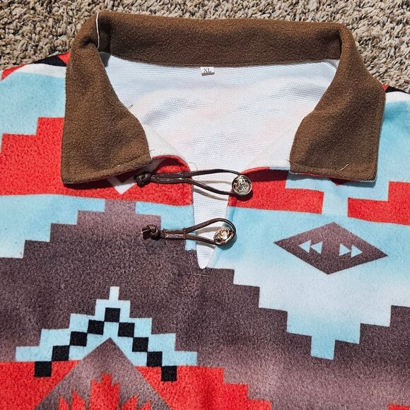 Ladies Aztec Print Collared Pullover - XL - Picture 2 of 8